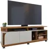 BEAUXMEUBLESPASCHERS Meuble tv 75 pouces chêne et blanc 2 portes 9 niches l 180 h 62 p 39.3 cm 1888A0760A2
