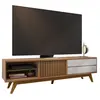BEAUXMEUBLESPASCHERS Meuble tv 75 pouces chêne et blanc 1 porte 2 tiroirs 3 niches l 200 h 55.2 p 37.7 cm 1889A0760A2
