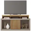 BEAUXMEUBLESPASCHERS Meuble tv 55 pouces chêne et gris 1 porte 6 roulettes l 136 h 74 p 39 cm 8002000089139