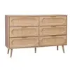 SWEEEK Commode. Eva. 6 tiroirs. décor bois. cannage arrondi L 120 x l 39 x H 79cm