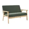 SWEEEK Banquette canapé 2 places en bois et tissu velours côtelé coloris vert kaki. Isak. L 114 x P 69.5 x H 73cm