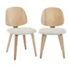 SWEEEK Lot de 2 chaises décor bois courbé placage effet chêne et bouclette texturée gris clair