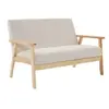 SWEEEK Banquette canapé 2 places en bois et tissu velours côtelé coloris blanc crème. Isak. L 114 x P 69.5 x H 73cm