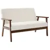 SWEEEK Banquette canapé 2 places en bois teinté noyer clair et tissu bouclette. Isak. L 114 x P 69.5 x H 73cm