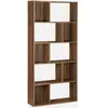 SWEEEK Bibliothèque design asymétrique couleur bois foncé noyer  Pieter   5 étagères. 10 compartiments de rangement. 83x23x173cm