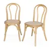 SWEEEK Lot de deux chaises vintage en bois avec assise en rotin et dossier arrondi coloris naturel