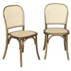 SWEEEK Lot de deux chaises vintage en bois marron vieilli avec assise et dossier en rotin