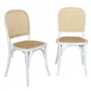 SWEEEK Lot de deux chaises vintage blanches en bois avec assise et dossier en rotin