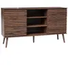 SWEEEK Buffet décor bois noyer 2 portes coulissantes l 140cm