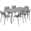 sweeek Table de jardin métal + 2 fauteuils et 4 chaises kaki acier traitement anti rouille