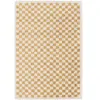 sweeek Tapis intérieur shaggy poils longs 160x230cm damier jaune moutarde et crème