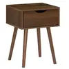 SWEEEK Table de chevet décor bois teinté noyer. 1 tiroir. pieds compas