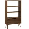 SWEEEK Étagère bibliothèque effet bois de noyer. 2 portes 3 niveaux