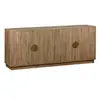 Sweeek Buffet exotique 4 portes. effet bois de manguier rainuré. buffet bas. poignées en métal doré. L 180 x P 40 x H 75cm