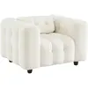 Fauteuil 1 place en bouclette texturée capitonné blanc - SWEEEK - Salon - Relaxation