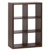 Sweeek Etagère bibliothèque 2 niveaux 6 compartiments. effet bois de noyer. L 111.2 x P 39 x H 76cm