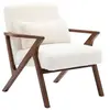 Non communiqué sweeek Fauteuil scandinave bois d'hévéa teinté noyer et tissu effet fausse fourrure