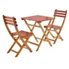 sweeek Table de jardin pliante bois d'acacia + 2 assises terracotta HILORA table carrée