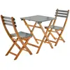 sweeek Table de jardin pliante bois d'acacia + 2 assises kaki HILORA table carrée