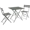 Sweeek Table de jardin bistrot pliable rectangulaire 70 x 70cm. avec deux chaises pliantes. acier thermolaqué