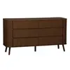 Commode 6 tiroirs. Décor strié noyer. L 150 x p 45  h 80cm