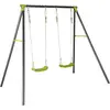 sweeek Portique balançoire double en métal, 2 places, noir et vert