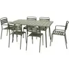 Sweeek Table de jardin pliante métal 2 fauteuils 4 chaises Amelia kaki 1412 x 80 x 725cm