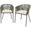sweeek 2 fauteuils de jardin, corde kaki, coussins beige