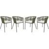 sweeek 4 fauteuils de jardin, corde kaki, coussins beige