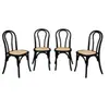Sweeek Lot de 4 chaises vintage en bois avec assise en rotin et dossier arrondi coloris noir L 48 x P 495 x H 90cm