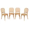 SWEEEK Lot de 4 chaises vintage en bois avec assise et dossier en rotin coloris naturel L 445 x P 48 x H 895cm