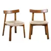 SWEEEK 2 chaises scandinaves bois effet noyer et corde beige