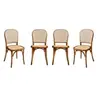 SWEEEK Lot de 4 chaises vintage en bois et rotin, effet noyer