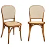 SWEEEK Chaise en bois effet noyer et rotin naturelles (lot de 2)