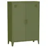 Commode/armoire en métal kaki. 2 espaces de rangement. casiers