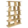 SWEEEK Etagère, bibliothèque exotique décor bois chêne 5 niveaux, séparateurs