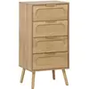 SWEEEK Commode chiffonnier effet bois et cannage 4 tiroirs naturel