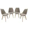 SWEEEK Lot de 4 chaises scandinaves revêtement bouclette texturée taupe