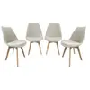 SWEEEK Lot de 4 chaises scandinaves revêtement bouclette texturée blanc