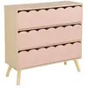 SWEEEK Commode enfant décor bois rose 3 tiroirs, pieds bois de pin