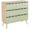 SWEEEK Commode enfant décor bois vert 3 tiroirs, pieds bois de pin