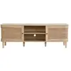 Homifab Meuble TV 2 portes couleur chêne et cannage 160 cm - Bali