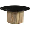 Moloo Table basse ronde D.70 cm en Marbre noir et manguier massif