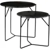 Julia-Set De 2 Tables Basses Rondes Gigognes En Marbre Noir Et Métal