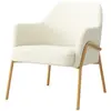 Moloo LAYTON-Fauteuil lounge en tissu Bouclé Ecru et métal decor chêne