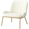 Moloo ALVIN-Fauteuil vintage en tissu Bouclé Ecru et métal décor chêne