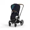 Poussette PRIAM 4 châssis Chrome Marron siège Midnight Blue Plus