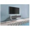 Meuble tv suspendu 1 porte 2 niches blanc et gris romane - 100 cm