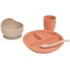 Coffret repas en silicone Terre de sienne-Sable (4 pièces)