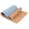 Tapis de yoga en liège double face - SPORTIFRANCE - beige/bleu - 183cm...